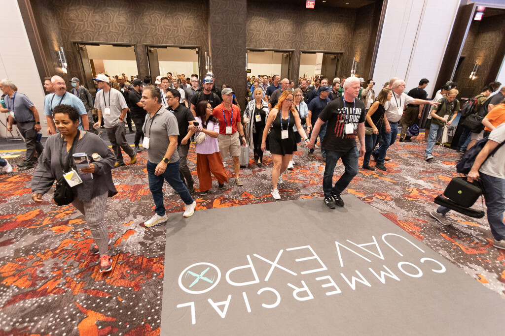 Crowd entering the exhibit hall floor at Commercial UAV Expo 2025